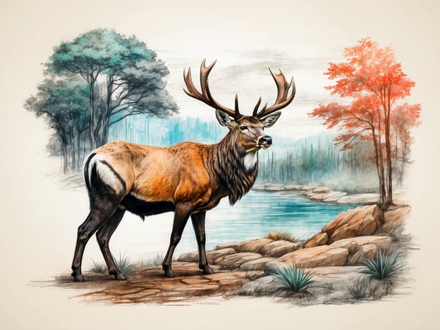 Auf dem Bild ist ein majestätischer Hirsch zu sehen, der am Ufer eines ruhigen Gewässers steht, umgeben von Bäumen und herbstlich gefärbten Blättern. Im Waldmuseum könnten Aktivitäten wie geführte Naturwanderungen stattfinden, bei denen Besucher mehr über die Tierwelt im Wald lernen. Zudem gibt es oft Workshops zur Wildtierbeobachtung und spannende Veranstaltungsreihen über lokale Flora und Fauna. Solche Erlebnisse ermöglichen es den Besuchern, die Schönheit und Vielfalt der Natur hautnah zu erleben und wertvolles Wissen über den Lebensraum Wald zu erwerben.