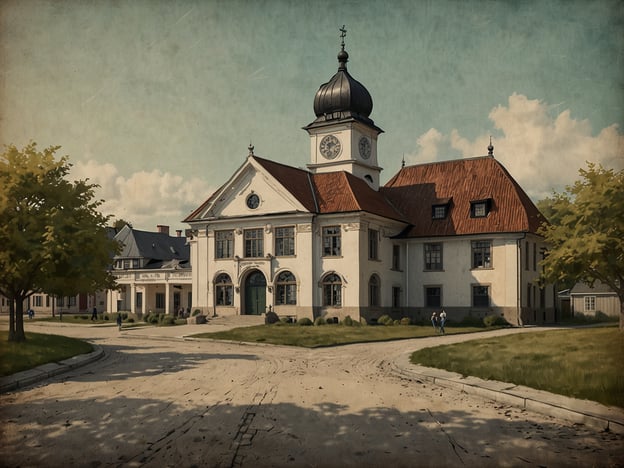 Auf dem Bild ist ein historisches Gebäude zu sehen, das möglicherweise an ein Kulturzentrum oder eine öffentliche Institution in Kristiansand erinnert. Kristiansand, eine Stadt an der Südküste Norwegens, ist bekannt für ihre schönen Architektur, darunter das Kristiansand Dyrepark (Zoo und Vergnügungspark) und die beeindruckende Festung Christiansholm. 

Die Stadt hat auch eine lebendige Kulturszene, die regelmäßig Festivals, Konzerte und Kunstausstellungen veranstaltet. Das abgebildete Gebäude könnte Teil des historischen Erbes der Stadt sein, das die kulturelle Bedeutung und die architektonische Schönheit von Kristiansand repräsentiert.