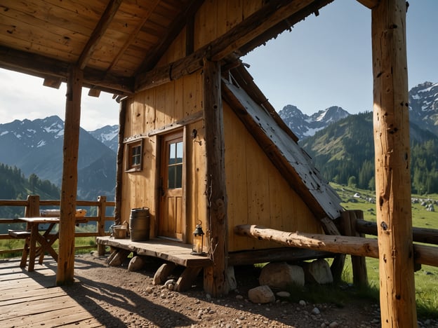 Auf dem Bild ist eine rustikale Holzhütte in einer bergigen Landschaft zu sehen. Diese Art von Unterkunft könnte typisch für die Umgebung des Rondane-Nationalparks in Norwegen sein, wo es zahlreiche Übernachtungsmöglichkeiten gibt. 

Im Rondane gibt es verschiedene Camps und Übernachtungsmöglichkeiten, einschließlich:
- **DNT-Hütten**: Die von der Norwegischen Trekkingvereinigung (DNT) betriebenen Hütten bieten einfache Unterkünfte mit Schlafplätzen und häufig auch einer Kochgelegenheit.
- **Campingplätze**: Es gibt mehrere Campingplätze in und um den Nationalpark, die eine schöne Möglichkeit bieten, die Natur hautnah zu erleben.
- **Berglodges**: Diese sind oft komfortabler und bieten etwas mehr Annehmlichkeiten für Besucher, die die Natur genießen möchten, ohne auf Komfort zu verzichten.

Diese Optionen machen den Rondane zu einem idealen Ziel für Wanderer und Naturfreunde.