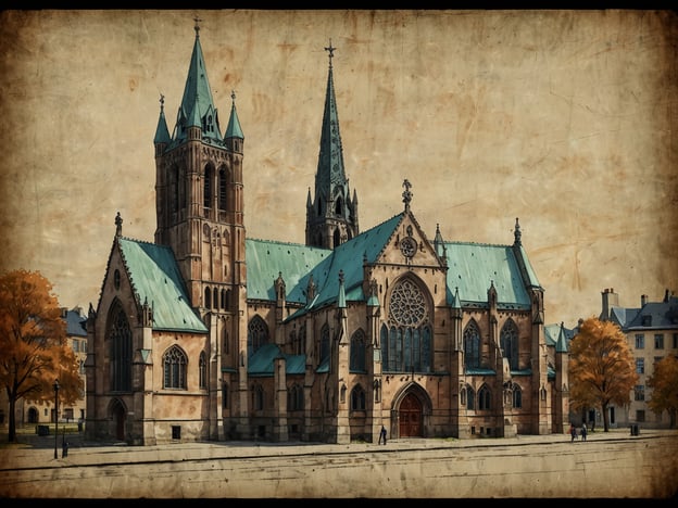 Auf dem Bild ist die Nidaros-Kathedrale zu sehen, ein Meisterwerk gotischer Architektur. Sie beeindruckt durch ihre filigranen Türme und die detailreiche Fassadengestaltung. Die markanten Ziegeldächer und die großen Fenster tragen zur majestätischen Ausstrahlung der Kathedrale bei, die nicht nur ein religiöses Zentrum, sondern auch ein bedeutendes Wahrzeichen von Trondheim, Norwegen, ist.