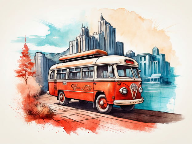 Das Bild zeigt einen klassischen VW-Bus, der auf einem Weg nahe einem Gewässer steht, umgeben von einer Stadtlandschaft mit hohen Gebäuden im Hintergrund. Im Vordergrund sind einige Bäume und eine malerische Umgebung zu erkennen. Dieser Bus könnte als Symbol für Reisen und Abenteuer dienen und erinnert an nostalgische Roadtrips.

Falls Sie an aktuellen Veranstaltungen und Führungen interessiert sind, könnten Sie zum Beispiel Stadtführungen suchen, die das Thema "Kultur auf Rädern" oder "Vintage-Vehikel in der Stadt" behandeln. Viele Städte bieten Führungen an, die kreative Verkehrsmittel oder historische Fahrzeuge einbeziehen.