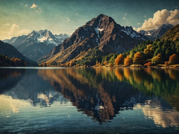 Das Bild zeigt eine malerische Landschaft mit einem ruhigen See, umgeben von majestätischen Bergen. Die Szenerie ist von herbstlichen Farben geprägt, während das Wasser die Schönheit der Umgebung spiegelt. 

In der fesselnden Geschichte des Karatschai-Sees wird oft die atemberaubende Natur beschrieben, die wie in diesem Bild die Sinne betört. Der See ist nicht nur ein Ort der Ruhe, sondern auch ein Zeuge unzähliger Geschichten von Reisenden und Einheimischen, die entlang seiner Ufer wanderten und die majestätischen Berge bewunderten. Die lebhaften Farben des Herbstes erinnern an die Vergänglichkeit der Zeit, während der See still bleibt und all die Erinnerungen bewahrt, die seine Ufer gesehen haben.