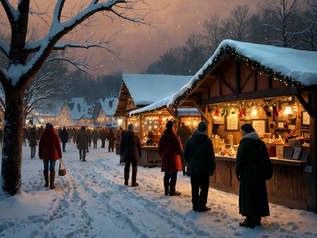 Auf dem Bild ist ein festlicher Weihnachtsmarkt zu sehen, der mit Schnee bedeckt ist. Besucher schlendern zwischen Holzständen, die mit Lichtern und Weihnachtsdekoration geschmückt sind. Die gemütliche Atmosphäre wird durch die winterliche Umgebung und die Lichter erzeugt.

Hier sind einige alternative Weihnachtsmärkte, die du nicht verpassen solltest:

1. **Leipziger Weihnachtsmarkt** – Einer der ältesten und größten Weihnachtsmärkte in Deutschland, berühmt für seine traditionelle Handwerkskunst und köstliche Speisen.

2. **Dresdner Striezelmarkt** – Bekannt für den berühmten Stollen und seine festliche Atmosphäre, mit einer Vielzahl von Ständen und Attraktionen.

3. **Münchener Christkindlmarkt** – Ein traditioneller Markt auf dem Marienplatz mit einer beeindruckenden Kulisse: der Frauenkirche.

4. **Kölner Weihnachtsmarkt** – Direkt im Schatten des Kölner Doms, bietet dieser Markt eine riesige Auswahl an Angeboten und ein wunderschönes Ambiente.

5. **Nürnberger Christkindlesmarkt** – Berühmt für seine Lebkuchen und traditionellen Handwerkskunst, zieht er jedes Jahr viele Besucher an. 

Diese Märkte bieten nicht nur eine wunderbare Auswahl an Geschenken und Speisen, sondern auch eine besondere festliche Stimmung.