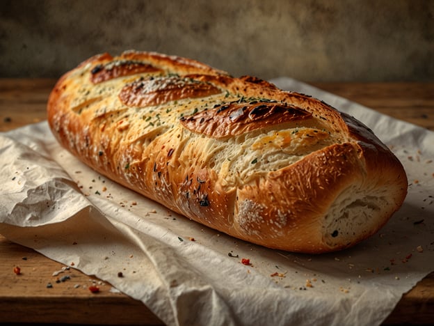 Auf dem Bild ist ein großes Brot zu sehen, das vermutlich eine Art von traditionellem französischem Brot darstellen könnte. In Frankreich gibt es viele wichtige Brotsorten, darunter:

1. **Baguette** – Ein langes, dünnes Brot mit einer knusprigen Kruste.
2. **Pain de Campagne** – Ein rustikales Landbrot, oft mit Sauerteig.
3. **Pain Poilâne** – Ein dunkles, herzhaftes Brot, das meist mit Sauerteig gebacken wird.
4. **Pain Viennois** – Ein süßliches, weiches Brot, das oft für Frühstück verwendet wird.
5. **Fougasse** – Ein flaches Brot, oft mit Kräutern oder Oliven.

Das Brot auf dem Bild könnte am ehesten als Abwandlung eines dieser Brote interpretiert werden.