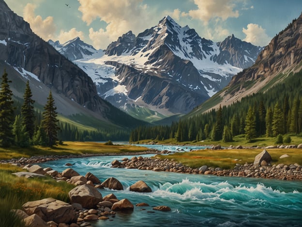 Das Bild zeigt eine beeindruckende Berglandschaft mit schneebedeckten Gipfeln, einem klaren Fluss, der durch Täler und Wälder fließt, sowie Felsen und Wiesen. Diese Szenerie verdeutlicht die Bedeutung von Nachhaltigkeit und den Schutz von Gletschern. 

Der Gletscher ist ein wichtiger Indikator für den Klimawandel, und es ist entscheidend, seine Integrität zu bewahren. Nachhaltige Praktiken, wie die Reduzierung der CO₂-Emissionen und der Schutz der natürlichen Lebensräume, sind notwendig, um die Gletscher und deren Ökosysteme zu erhalten. Auch der Schutz der Wasserressourcen, die durch den Schmelzwasserstrom entstehen, spielt eine wesentliche Rolle für die gesamte Region.