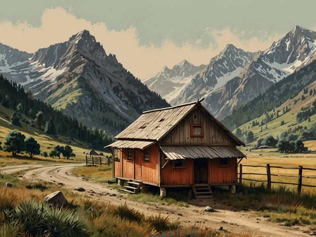 Auf dem Bild ist eine malerische Landschaft mit einem alten, rustikalen Holzhaus in der Mitte zu sehen, umgeben von weiten grünen Wiesen und majestätischen Bergen im Hintergrund. Diese Szenerie strahlt Ruhe und Naturverbundenheit aus.

**Praktische Tipps für deinen Besuch in Salta:**

1. **Entdecke die Natur:** Besuche das nahegelegene Valle de Calchaquíes oder die Salinas Grande, um die beeindruckende Landschaft der Region zu genießen.

2. **Essen und Trinken:** Probiere lokale Spezialitäten wie empanadas und den berühmten Malbec-Wein. Es gibt viele gemütliche Restaurants, die authentische argentinische Gerichte anbieten.

3. **Kulturelle Erlebnisse:** Besuche das Museum für ethnische Kultur (Museo de Arqueología de Alta Montaña) und erfahre mehr über die Inka-Geschichte und die Kulturen der Region.

4. **Transport:** Nutze das öffentliche Verkehrsnetz oder ziehe in Erwägung, ein Auto zu mieten, um die Umgebung flexibel zu erkunden.

5. **Wetter:** Informiere dich über das Wetter, da es in der Region große Temperaturschwankungen geben kann. Kleide dich entsprechend, besonders wenn du in die Berge fährst. 

Genieße deinen Aufenthalt in dieser eindrucksvollen Region Argentiniens!