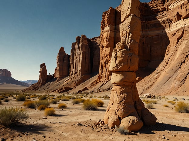 Auf dem Bild sind beeindruckende Felsformationen in einer wüstenartigen Landschaft zu sehen, die typisch für die Region Ischigualasto in Argentinien sind. Dieser geologische Park bietet nicht nur spektakuläre Landschaften, sondern ist auch ein wichtiger Standort für die Paläontologie, wo viele Fossilien von Dinosauriern gefunden wurden.

Die Ökologie des Ischigualasto ist geprägt von einer kargen Wüstenlandschaft mit spärlicher Vegetation, die hauptsächlich aus verschiedenen Sträuchern und Gräsern besteht, die an trockene Bedingungen angepasst sind. Die Tierwelt umfasst Arten, die in diesem extremen Klima überleben können, darunter Reptilien und verschiedene Vogelarten. Die Region bietet einen einzigartigen Lebensraum, der sowohl historische als auch biologische Bedeutung hat, und ist ein faszinierendes Beispiel für das Zusammenspiel von Geologie und Ökologie.