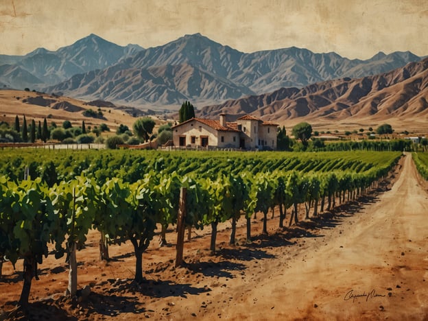 Auf dem Bild ist eine malerische Weinlandschaft zu sehen, die mit Weinreben übersät ist. Im Hintergrund erheben sich majestätische Berge, die typisch für die Region Cafayate in Argentinien sind. In der Nähe der Weinreben steht ein rustikales Weingut oder ein landwirtschaftliches Gebäude, das eine einladende Atmosphäre schafft.

Cafayate ist bekannt für seine Weinproduktion, insbesondere für den Torrontés und Malbec. Besucher können in den verschiedenen Weingütern an Weinverkostungen teilnehmen und mehr über die Weinherstellung erfahren. Außerdem bieten viele Weingüter gastronomische Erlebnisse an, die lokale Speisen mit erlesenen Weinen kombinieren. Die beeindruckende Landschaft und die freundlichen Gastgeber machen Cafayate zu einem beliebten Ziel für Weinliebhaber.