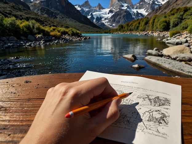 Auf dem Bild sieht man die beeindruckende Kulisse der Laguna de los Tres, umgeben von majestätischen Bergen. Die Stimmung ist friedlich, und das klare Wasser spiegelt die Gipfel wider. Es ist ein perfekter Ort zum Zeichnen oder Schreiben, ideal für kreative Erlebnisse.

Rund um die Laguna de los Tres kann man zahlreiche Aktivitäten genießen. Viele Wanderer machen sich auf den Weg zu den Aussichtsstellen, um den atemberaubenden Blick auf die Berge, darunter den berühmten Cerro Chaltén, zu bewundern. Das Wandern durch die malerische Landschaft mit ihren vielfältigen Pflanzen und Tieren ist ein unvergessliches Erlebnis.

Ein Picknick am Ufer des Sees ist ebenfalls sehr beliebt, und viele Besucher nutzen die Gelegenheit, um die Natur zu genießen und die Ruhe zu erleben. Fotografen können hier wunderbar die wechselnden Lichtverhältnisse und die faszinierenden Farben der Landschaft festhalten. In solchen Momenten kann man die Schönheit der Natur wirklich schätzen und den Alltag hinter sich lassen.