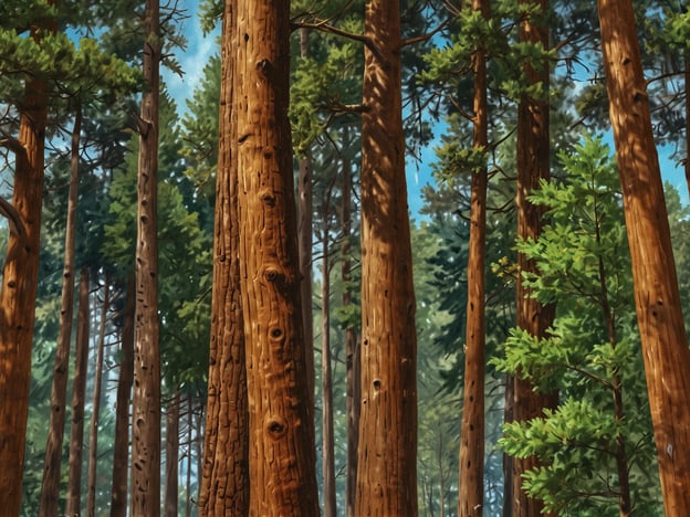 Auf dem Bild sind majestätische Alerce-Bäume zu sehen, die majestätisch in einem dichten Wald aufragen. Diese Zeitzeugen der Natur zeichnen sich durch ihre hohen Stämme und die beeindruckende Struktur ihrer Rinde aus. Umgeben von anderen Nadelbäumen schaffen die Alerce-Bäume eine beeindruckende und beruhigende Atmosphäre, die die Schönheit und das Alter dieser wunderbaren Pflanzen widerspiegelt.