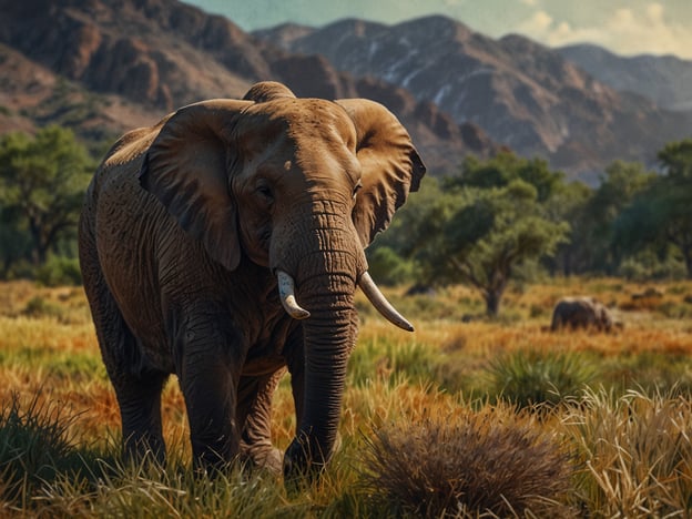 Auf dem Bild ist ein Elefant in einer offenen Landschaft zu sehen, umgeben von grünen Pflanzen und sanften Hügeln. Die Tier- und Pflanzenwelt des Torotoro-Nationalparks in Bolivien ist reich und vielfältig, bekannt für ihre beeindruckende Flora und Fauna. Während Elefanten nicht im Torotoro-Nationalpark vorkommen, könnte man annehmen, dass die Landschaft an die Graslandschaften erinnert, die Mekong-Regionen oder ähnliche Gebiete darstellen. In Wirklichkeit bietet der Park eine Heimat für viele endemische Pflanzen und Tierarten, die jedoch spezifiziert werden müssen, um die eigentliche Biodiversität des Parks einzufangen.