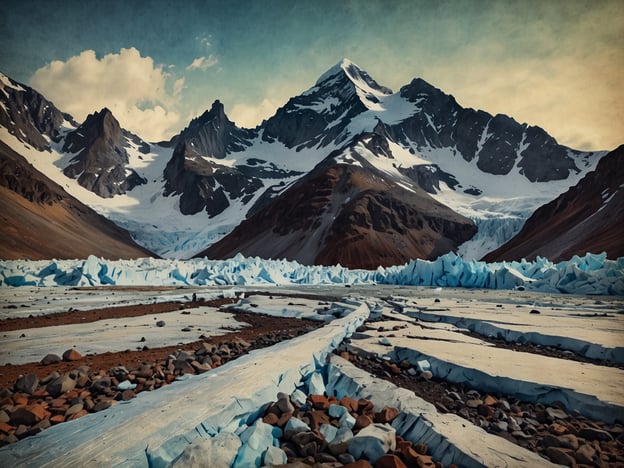 Auf dem Bild ist eine imposante Berglandschaft zu sehen, die vermutlich Gletscher und das Hochgebirge zeigt. Diese Regionen sind besonders anfällig für die Auswirkungen des Klimawandels. 

Der Chacaltaya-Gletscher in Bolivien ist ein Beispiel für solche Veränderungen. Er ist durch steigende Temperaturen stark geschrumpft, was die Wasserversorgung in der Region gefährdet. Diese Veränderung wirkt sich negativ auf die lokale Bevölkerung, die Landwirtschaft und die Biodiversität aus.

Nachhaltigkeit spielt hier eine entscheidende Rolle. Um den Einfluss des Klimawandels zu mindern, sind Maßnahmen zur Erhaltung der Gletscher und zur Reduzierung der Treibhausgasemissionen notwendig. Nur durch ein nachhaltiges Management der natürlichen Ressourcen kann die zukünftige Lebensqualität in solchen Gebirgen gesichert werden.