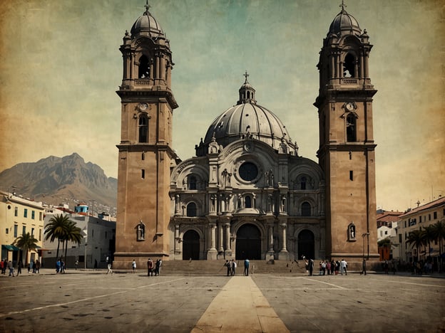 Auf dem Bild ist die Basilica de Nuestra Señora de Copacabana zu sehen, eine beeindruckende Kirche, die sich in der Stadt Copacabana in Bolivien befindet. Diese Basilika wurde im 19. Jahrhundert im neoklassizistischen Stil erbaut und ist ein bedeutendes Wallfahrtsziel für Gläubige, die der Jungfrau von Copacabana huldigen.

Die Fassade der Kirche ist durch ihre symmetrische Anordnung der Türme und das große Hauptportal geprägt. Die beiden hohen Türme auf beiden Seiten des Hauptgebäudes sind mit Kuppeln versehen und verleihen der Kirche eine majestätische Erscheinung. Über dem Haupteingang befindet sich ein großes Rundfenster, das Licht in das Innere der Kirche strömen lässt.

Im Hintergrund sind die beeindruckenden Anden sichtbar, die eine malerische Kulisse bieten. Diese Lage am Ufer des Titicacasees und die umgebende Landschaft tragen zur spirituellen Atmosphäre bei, die viele Besucher anzieht.

Die Basilika ist nicht nur architektonisch bedeutend, sondern auch kulturell, da sie zahlreiche Feste und religiöse Zeremonien beherbergt. Sie ist ein Ort des Glaubens und der Tourismus, der Besucher aus der ganzen Welt anzieht.