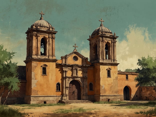 Auf dem Bild ist eine historisch anmutende Kirche oder eine Missionsstation zu sehen, die vermutlich die Mission San Ignacio de Velasco darstellt. Diese Mission wurde im 18. Jahrhundert von den Jesuiten in der Region des heutigen Boliviens gegründet.

San Ignacio de Velasco ist von historischer Bedeutung, da sie ein wichtiges Zentrum der Jesuitenmissionen war. Diese Missionen spielten eine entscheidende Rolle bei der Christianisierung und der Integration der indigenen Bevölkerung in die europäische Kultur. Die Architektur, die sich durch barocke Elemente auszeichnet, spiegelt den Einfluss der kolonialen Zeit wider und zeigt die Bemühungen der Jesuiten, kulturelle und religiöse Werte zu vermitteln. 

Heute ist San Ignacio de Velasco nicht nur ein kulturelles Erbe, sondern auch ein Symbol für die vermischte Geschichte Boliviens, die die indigenen Traditionen und den Einfluss der europäischen Kolonialisierung verbindet.