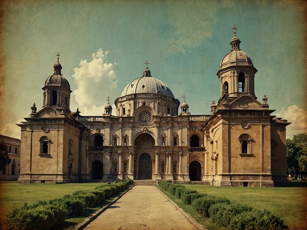 Auf dem Bild sieht man eine beeindruckende Kirche im Stil der Jesuitenarchitektur, die typisch für die Jesuitenmissionen in Südamerika und anderen Regionen ist. Der Bau zeichnet sich durch seine monumentalen Kuppeln und die verspielte barocke Fassade aus. Die symmetrische Anordnung von Türmen und Fenstern sowie die reich verzierten Elemente reflektieren den Einfluss des Jesuitenordens und deren Ziel, eine harmonische Verbindung von Kunst und Glauben zu schaffen. Die aufwändigen Details und der großzügige Querschnitt vermitteln das Gefühl von Erhabenheit und Spiritualität. 

Solche architektonischen Meisterwerke sind oft in Regionen zu finden, in denen die Jesuiten missioniert haben, wie in Paraguay und Brasilien, und sie sind Teil des UNESCO-Weltkulturerbes.