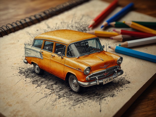 Auf dem Bild ist eine detailreiche Illustration eines orangefarbenen Oldtimer-Autos zu sehen, das auf einer Zeichnung steht, umgeben von Buntstiften. 

Hier sind einige Tipps für einen unvergesslichen Aufenthalt:

1. **Erkundung der Umgebung**: Wenn du an einem Ort bist, der historische Autos ausstellt, nutze die Gelegenheit, um ein paar Runden durch die Gegend zu drehen oder an Oldtimer-Veranstaltungen teilzunehmen.

2. **Fotografie**: Dokumentiere deine Erlebnisse mit vielen Fotos von klassischen Autos und interessanten Orten. Eine alte Stadt oder eine malerische Landschaft bietet tolle Hintergründe!

3. **Kreativität ausleben**: Nutze deine Zeit, um selbst etwas zu zeichnen oder zu malen, vielleicht inspiriert von den Oldtimern, die du siehst.

4. **Lokale Kulinarik**: Probiere die lokale Küche in der Nähe von Autoshows oder Vintage-Events. Oft gibt es tolle Food-Trucks oder Stände, die besondere Gerichte anbieten.

5. **Geselligkeit**: Suche den Kontakt zu anderen Auto-Enthusiasten. Oft ergeben sich spannende Gespräche und du erfährst viel über die Leidenschaft der anderen.

Egal, wo du bist, bleib offen für neue Erlebnisse und genieße jeden Moment!