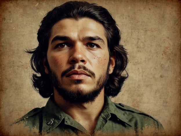 Auf dem Bild ist eine Person mit einem ernsten Gesichtsausdruck und langen Haaren zu sehen, die eine grüne Militärjacke trägt. Diese Darstellung könnte an Che Guevara erinnern, eine ikonische Figur, die für seine Rolle in der kubanischen Revolution bekannt ist.

Che Guevara ist in der Popkultur zu einem Symbol für Rebellion und soziale Gerechtigkeit geworden. Sein Bild, vor allem das berühmte Porträt von Alberto Korda, wird oft verwendet, um politische Bewegungen oder Ideen des Widerstands zu repräsentieren. Er ist nicht nur in recht politischen Kreisen präsent, sondern auch in der Mode, Kunst und Musik, wodurch sein Erbe und seine Ideologie weiterhin einen starken Einfluss auf verschiedene Generationen ausüben.