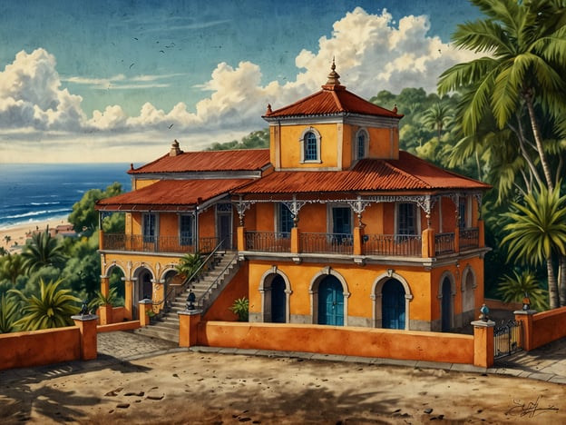 Auf dem Bild ist eine farbenfrohe, historische Villa zu sehen, die typisch für die Architektur in Olinda, Brasilien, ist. Diese Stadt ist bekannt für ihre gut erhaltenen kolonialen Gebäude, die von den portugiesischen Einflüssen zeugen.

Olinda ist eine beliebte Tourismusdestination, berühmt für ihre malerischen Straßen, die Kulturevents und das Karnevalsfest. Die Villa könnte möglicherweise eines der Kulturzentren oder Museen beherbergen, die Touristen anziehen.

Die umliegende Landschaft mit Palmen und dem Blick auf den Strand ist ein weiteres Anzeichen für die natürliche Schönheit der Region, die Besuchern eine entspannte Atmosphäre bietet.