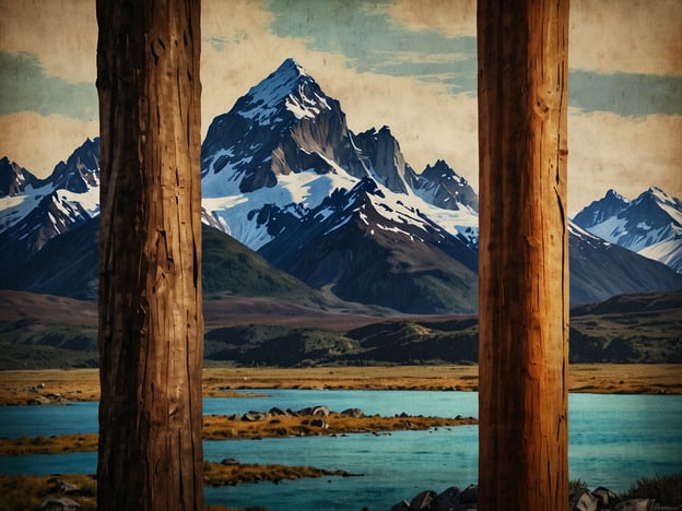 Auf dem Bild sind majestätische Berge mit schneebedeckten Gipfeln und einem klaren blauen Wasserlauf zu sehen. Die Landschaft wirkt unberührt und wild, mit grünen Wiesen und einem natürlichen Habitat. 

Geografisch liegt Punta Arenas im südlichen Chile, an der Straße von Magellan. Diese Region ist bekannt für ihre beeindruckende Natur, darunter Berge, Fjorde und ein maritimes Klima. Die dargestellte Landschaft könnte eine ähnliche alpine Umgebung zeigen, die man auch in der Region um Punta Arenas finden könnte.