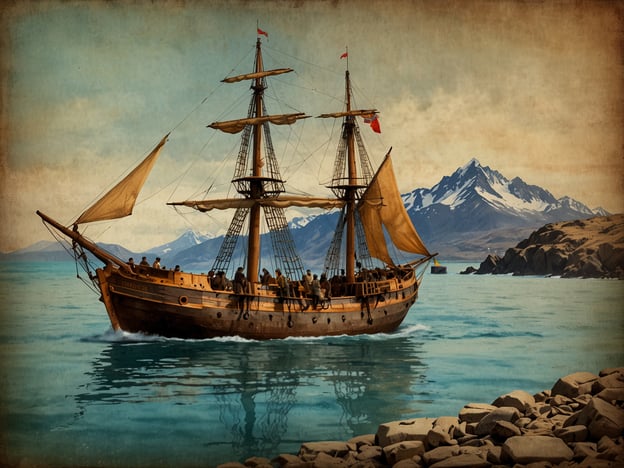 Auf dem Bild ist ein traditionelles Segelschiff zu sehen, das durch eine ruhige Wasserlandschaft fährt, umrundet von beeindruckenden Bergen. Dies erinnert an die maritime Geschichte von Punta Arenas, einer Stadt im Süden Chiles, die eine bedeutende Rolle während des 19. Jahrhunderts spielte.

Punta Arenas wurde als wichtiger Hafen für Handel und Schifffahrt gegründet, insbesondere im Zusammenhang mit der Goldrauschbewegung und dem Schiffsverkehr durch die Magellanstraße. Die Stadt entwickelte sich zum Knotenpunkt für zahlreiche Expeditionen und zur Unterstützung von Walfängern und anderen Seefahrern, die in diesen Gewässern tätig waren. Der Anblick eines Segelschiffs vor einer aufregenden Kulisse verweist auf diese reiche maritime Tradition und die Erkundungen, die zur Entwicklung der Region beitrugen.