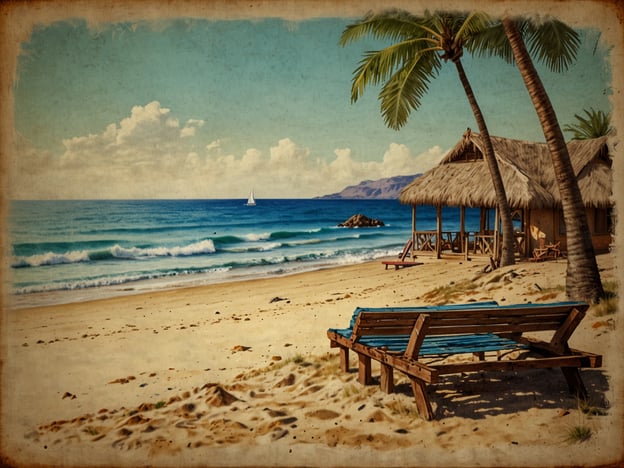 Auf dem Bild ist eine malerische Strandszene zu sehen, die Ruhe und Entspannung ausstrahlt. Der feine Sandstrand erstreckt sich bis zum glitzernden Meer, auf dem ein segelndes Boot verläuft. Im Hintergrund stehen eine Hütte mit Strohdach und Palmen, die dem Bild eine tropische Atmosphäre verleihen.

Wenn man in der Umgebung von Viña del Mar ist, könnte man ähnliche Strände wie Playa Renaca oder Playa Acapulco besuchen, wo man ebenfalls entspannen oder Wassersport betreiben kann. Ein Ausflug nach Valparaíso, mit seinen bunten Häusern und dem Hafen, bietet zudem einen kulturellen Kontrast zur entspannten Strandatmosphäre. Auch der botanische Garten von Viña del Mar ist eine schöne Abwechslung, um die einheimische Flora zu genießen.