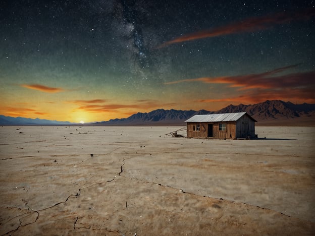 Auf dem Bild ist eine abgelegene Landschaft mit einem einsamen, kleinen Holzhaus zu sehen, umgeben von trockenem, rissigem Boden und im Hintergrund eine Bergkette. Diese Szenerie könnte den einzigartigen Charme der Umgebung rund um die Laguna Cejar in Chile widerspiegeln.

In der Nähe der Laguna Cejar können Besucher verschiedene Aktivitäten genießen:

1. **Salzseen**: Schwimmen in den salzhaltigen Gewässern, ähnlich wie im Toten Meer, wo man aufgrund des hohen Salzgehalts an der Oberfläche treiben kann.
2. **Fotografie**: Die traumhaften Sonnenuntergänge und die intensive Farbenpracht ziehen Fotografen an, um die Landschaft festzuhalten.
3. **Wanderungen**: Erkundungstouren durch die atemberaubende Wüstenlandschaft und zu den umliegenden Lagunen und Vulkane.
4. **Sternenbeobachtung**: Aufgrund des klaren Nachthimmels ist die Region ideal für Astronomie-Enthusiasten, um die Sterne und die Milchstraße zu beobachten.
5. **Kultur**: Erleben der einheimischen Kultur und der Flora und Fauna der Region, zum Beispiel durch geführte Touren.

Diese Aktivitäten machen die Umgebung der Laguna Cejar zu einem faszinierenden Ziel für Naturliebhaber und Abenteurer.