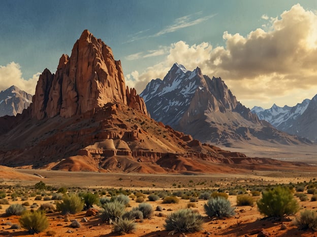 Auf dem Bild ist eine majestätische Berglandschaft zu sehen, die von beeindruckenden Felsen und schneebedeckten Gipfeln geprägt ist. In Anlehnung an die Besteigung des Ojos del Salado, dem höchsten Vulkan der Welt, könnte man sich die Herausforderungen und die beeindruckenden Ausblicke vorstellen, die solche hochalpinen Abenteuer mit sich bringen. Die karge, aber wunderschöne Landschaft erinnert an die einzigartigen Merkmale, die Bergsteiger während ihrer Expeditionen begegnen.