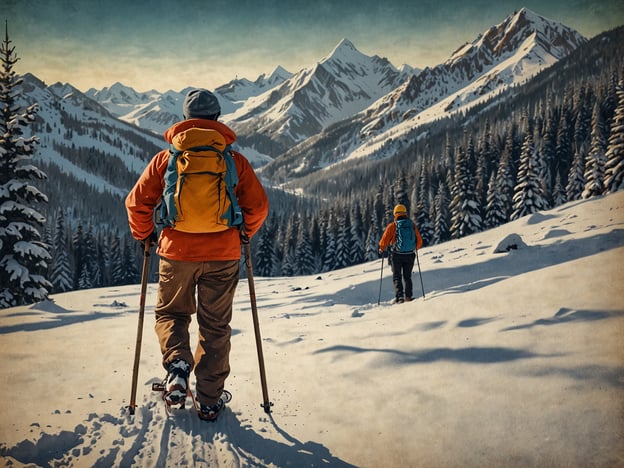 Auf dem Bild sind zwei Personen zu sehen, die durch eine verschneite Landschaft wandern. Diese Szene eignet sich hervorragend für Aktivitäten abseits der Piste. 

Hier sind einige der besten Aktivitäten, die man in solch einer Umgebung unternehmen kann:

1. **Winter-Wanderungen**: Entdecken Sie die Natur auf ausgeschilderten Wanderwegen, die durch die verschneite Landschaft führen.
2. **Schneeschuhwandern**: Eine großartige Möglichkeit, tiefer in die Natur einzutauchen und Gebiete zu erkunden, die mit Skiern schwer zu erreichen sind.
3. **Langlaufen**: Eine sportliche Alternative, die sowohl Kraft als auch Ausdauer fordert und dabei die beeindruckende Winterlandschaft zeigt.
4. **Fotografie**: Halten Sie die Schönheit der Winterlandschaft und der verschneiten Berge mit Ihrer Kamera fest.
5. **Winter-Camping**: Für Abenteurer bietet sich die Möglichkeit, im Schnee zu campen und die Ruhe der Natur zu genießen.
6. **Eisfischen**: In gefrorenen Gewässern können Sie das Angeln in einer einzigartigen Winterumgebung erleben.

Diese Aktivitäten ermöglichen es, den Winter jenseits der Piste in vollen Zügen zu genießen!