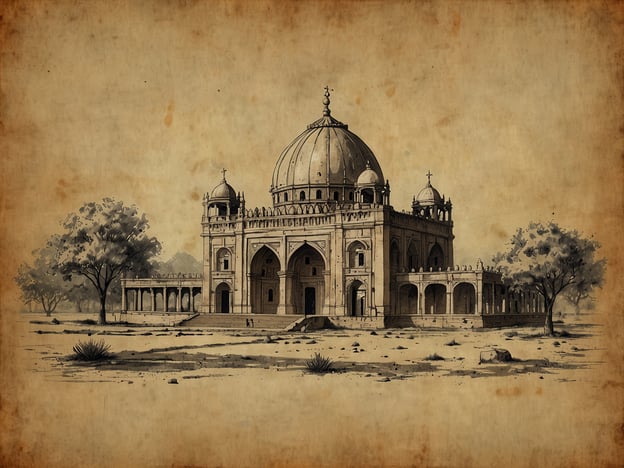 Auf dem Bild ist ein monumentales Bauwerk zu sehen, das stark an indische Architektur erinnert, insbesondere an Mausoleen aus der Mogul-Zeit. Die Kuppel und die Verzierungen deuten auf den typischen Stil dieser Epoche hin, der durch opulente Ornamente und filigrane Schnitzereien geprägt ist.

Einfach gespielt könnte man an das Humayun-Mausoleum in Delhi denken, das im 16. Jahrhundert erbaut wurde und als Vorbild für das berühmte Taj Mahal gilt. Dieses Mausoleum symbolisiert nicht nur die künstlerische Blütezeit des Mogulreichs, sondern auch den Einfluss islamischer Architektur auf den indischen Subkontinent.

Historisch gesehen stellt der Mogulstil eine Synthese aus persischen, zentralasiatischen und indischen architektonischen Elementen dar. Die Konstruktionen wurden oft aus rotem Sandstein und weißem Marmor errichtet, und viele enthalten Gartenanlagen, die das Paradiessymbolisieren.

Kulturell hat das Bauwerk eine tiefere Bedeutung: Es repräsentiert nicht nur die Grabstätte von königlichen Persönlichkeiten, sondern auch den Ausdruck von Liebe und Trauer. Zudem ist es ein wichtiger Teil des Erbes Indiens und zieht heute viele Touristen an, die sich für Geschichte und Architektur interessieren.