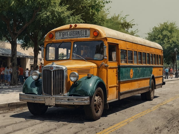 Auf dem Bild ist ein gelb-grüner Bus zu sehen, der wahrscheinlich aus der Mitte des 20. Jahrhunderts stammt. Der Bus hat ein nostalgisches Design und steht auf einer Straße, umgeben von Bäumen und Menschen.

**Anreise:** 
Wenn Sie eine ähnliche Sehenswürdigkeit besuchen möchten, suchen Sie nach historischen Verkehrsmitteln oder Oldtimer-Busfahrten in Ihrer Nähe. Oft bieten Städte spezielle Touren an, die durch bedeutende Viertel führen, und einige haben auch Museumsbusse, die historische Routen befahren.

**Praktische Tipps:**
1. **Planen Sie Ihre Route:** Überprüfen Sie im Voraus den Fahrplan der Busse oder Touren, um Wartezeiten zu minimieren.
2. **Kaufen Sie Tickets im Voraus:** Bei beliebten Touren kann es sinnvoll sein, Tickets online zu reservieren.
3. **Sehen Sie sich lokale Veranstaltungen an:** Manchmal gibt es an bestimmten Tagen spezielle Aktionen oder Routen, die historische Fahrzeuge präsentieren.
4. **Kamera mitnehmen:** Vergessen Sie nicht, Ihre Kamera oder Ihr Smartphone für tolle Erinnerungsfotos einzupacken!