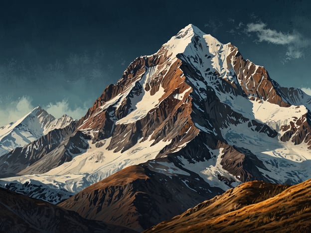 Auf dem Bild ist ein majestätischer Berg zu sehen, der möglicherweise den Cotopaxi in Ecuador darstellen könnte. Die schneebedeckte Spitze ist von beeindruckenden Felsformationen umgeben, die in warmen Erdtönen schimmern. Solche Landschaften strahlen eine faszinierende Schönheit aus, die sowohl herausfordernd als auch beruhigend wirkt. Die kontrastierenden Farben von Schnee und Stein unterstreichen die Erhabenheit der Natur und laden dazu ein, die unberührte Wildnis zu erkunden. Diese Faszination des Cotopaxi zieht Wanderer und Naturliebhaber gleichermaßen an.