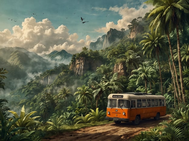 Auf dem Bild ist ein orangefarbener Bus auf einer staubigen Straße zu sehen, umgeben von üppiger tropischer Vegetation und hohen Bergen im Hintergrund. Die Szene vermittelt ein Gefühl von Abenteuer in einer malerischen Naturlandschaft.

### Tipps für Deine Reise nach Mindo:

1. **Anreise**: Der Zugang nach Mindo erfolgt häufig über Quito. Es gibt Busse, die regelmäßig von der Hauptstadt in die Region fahren.

2. **Unterkünfte**: Es gibt zahlreiche Öko-Lodges und Hostels in Mindo, die einen direkten Zugang zur Natur bieten. Buche im Voraus in der Hochsaison.

3. **Aktivitäten**: Mindo ist bekannt für seine Biodiversität. Besuche das Mindo-Nambillo-Reservat, um Vögel zu beobachten oder die verschiedenen Wasserfälle zu erkunden.

4. **Essen**: Probiere lokale Spezialitäten in den kleinen Restaurants oder Cafés. Schokolade aus Mindo ist besonders berühmt.

5. **Ausrüstung**: Bringe leichte Regenschutz- und Wanderschuhe mit, da das Wetter schnell umschlagen kann.

6. **Respektiere die Natur**: Halte dich an die Regeln in Naturschutzgebieten und lasse keinen Müll zurück.

Viel Spaß in Mindo!