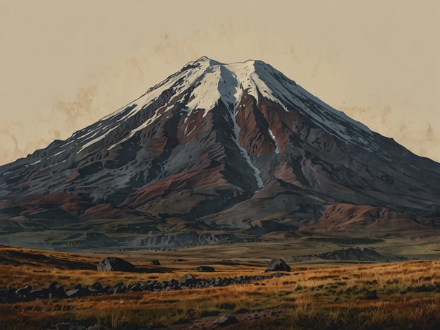 Auf dem Bild ist der Chimborazo zu sehen, der höchste Berg Ecuadors und der Punkt auf der Erde, der am weitesten vom Mittelpunkt des Planeten entfernt ist. Der Chimborazo ist ein erloschener Vulkan, dessen letzte bekannte Aktivität im Jahr 550 n. Chr. stattfand. Seitdem ist der Berg stabil, was ihm eine ruhige Präsenz verleiht. Seine beeindruckenden Höhenlagen und die schneebedeckten Gipfel ziehen zahlreiche Bergsteiger und Naturliebhaber an, die die einzigartige Landschaft und die reiche Biodiversität in der Umgebung erkunden möchten.