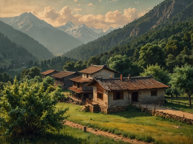 Auf dem Bild ist eine idyllische Landschaft in einem Tal zu sehen, mit traditionellen Gebäuden umgeben von üppigem Grün und majestätischen Bergen im Hintergrund. Diese Szenerie könnte die Langlebigkeit im Tal symbolisieren, da sie eine harmonische Verbindung zwischen Mensch und Natur darstellt. 

Mythen und Wahrheiten über Langlebigkeit im Tal betonen oft, dass eine gesunde Lebensweise, frische Luft und eine enge Gemeinschaft zu einem längeren Leben beitragen können. Traditionelle Praktiken, oft in solchen ländlichen Umgebungen, fördern zudem ein starkes Gefühl der Zugehörigkeit und die Möglichkeit, im Einklang mit der Natur zu leben, was ebenfalls positive Auswirkungen auf die Gesundheit haben kann.