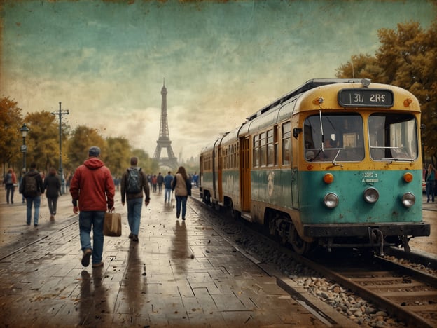 Auf dem Bild ist eine belebte Straßenansicht zu sehen, in der eine alte Straßenbahn in der Nähe des Eiffelturms in Paris fährt. Die Szene ist von herbstlicher Atmosphäre geprägt, und viele Menschen bewegen sich entlang der Straße.

**Praktische Tipps für deinen Aufenthalt:**

1. **Transport**: Nutze die öffentlichen Verkehrsmittel, um Paris zu erkunden. Die Metro und die Straßenbahnen sind zuverlässig und bringen dich schnell zu den Sehenswürdigkeiten.

2. **Eiffelturm besuchen**: Plane deinen Besuch im Voraus, um Warteschlangen zu vermeiden. Es lohnt sich, Tickets online zu buchen.

3. **Picknick im Park**: Kaufen frische Baguettes, Käse und Obst auf einem der Märkte und genieße ein Picknick im Jardin du Trocadéro mit Blick auf den Eiffelturm.

4. **Spaziergänge**: Erkunde die Stadt zu Fuß. Viele Sehenswürdigkeiten sind nahe beieinander und es gibt viel zu entdecken, wenn du abseits der üblichen Touristenpfade gehst.

5. **Kamera mitnehmen**: Halte die beeindruckende Architektur und die Atmosphäre von Paris fest. Vergiss nicht, auch die Straßenbahn und andere Verkehrsmittel zu fotografieren!

Viel Spaß in Paris!