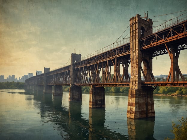 Auf dem Bild ist die beeindruckende Architektur der Demerara Harbour Bridge zu sehen. Diese Brücke ist bekannt für ihre markante Bauweise und ihre Funktion, zwei Ufer zu verbinden. Sie erstreckt sich über einen ruhigen Wasserlauf und wird von kräftigen Pfeilern getragen, die sowohl Stabilität als auch ein ästhetisches Element in die Landschaft einbringen. Die Brücke ist ein bedeutendes Ingenieurbauwerk und ein Symbol für die Region, das sowohl praktisch als auch visuell beeindruckend ist.