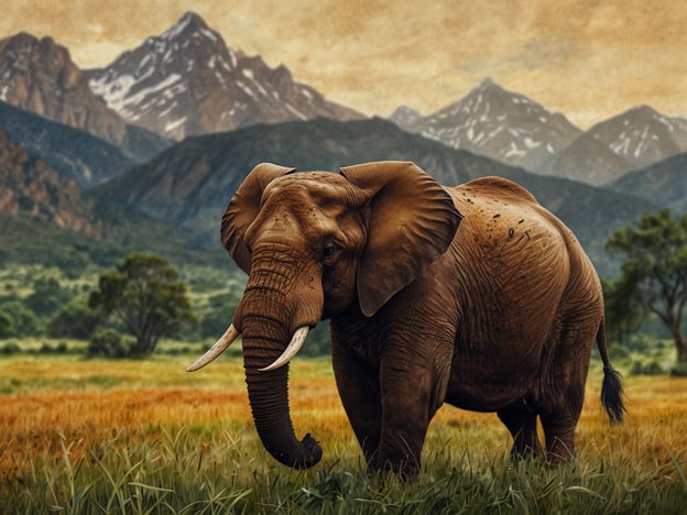 Auf dem Bild ist ein majestätischer Elefant in einer natürlichen Landschaft mit Bergen im Hintergrund zu sehen. Dieses Bild symbolisiert die Schönheit und Vielfalt der Tierwelt, die es zu schützen gilt. Nachhaltigkeit und Umweltbewusstsein sind entscheidend, um Lebensräume wie diesen zu bewahren, die nicht nur für die Tiere, sondern auch für das gesamte Ökosystem von Bedeutung sind. Der Elefant, als ein Symbol für den Schutz der Natur, erinnert uns daran, wie wichtig es ist, unsere Umwelt zu respektieren und Schutzmaßnahmen zu ergreifen, um die Artenvielfalt zu erhalten und die Erde für zukünftige Generationen zu bewahren.