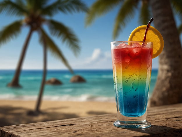 Auf dem Bild ist ein farbenfroher Cocktail zu sehen, der vor einer tropischen Strandkulisse mit Palmen und klarem Wasser platziert ist. Hier sind einige praktische Tipps für deinen Aruba-Urlaub:

1. **Sonnenschutz**: Vergiss nicht, Sonnencreme mit hohem Lichtschutzfaktor zu verwenden, um dich vor Sonnenbrand zu schützen.

2. **Hydration**: Trink genug Wasser, besonders wenn du oft am Strand bist – der Cocktail sieht lecker aus, aber Wasser ist wichtig!

3. **Lokale Spezialitäten**: Probier die lokale Küche, insbesondere frische Fische und Meeresfrüchte.

4. **Aktivitäten**: Nutze die Gelegenheit, Wassersportarten wie Schnorcheln oder Windsurfen auszuprobieren.

5. **Transport**: Miete ein Auto oder nutze Fahrräder, um die Insel selbstständig zu erkunden.

6. **Kultur**: Besuche lokale Märkte und kulturelle Stätten, um die Geschichte und Traditionen der Insel kennenzulernen.

Genieße deinen Urlaub in Aruba!