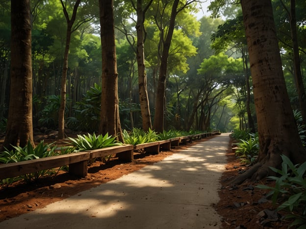 Auf dem Bild ist ein sonnendurchfluteter Waldweg zu sehen, der von hohen Bäumen und üppigem Grün umgeben ist. Solche Szenen sind typisch für Naturparks, die nicht nur als Rückzugsorte für Ökosysteme dienen, sondern auch eine tiefere kulturelle Bedeutung haben.

Naturparks bieten den Menschen die Möglichkeit, sich mit der Natur zu verbinden und die Schönheit der Umwelt zu schätzen. Sie dienen als Ort der Erholung, des Lernens und der Inspiration. In vielen Kulturen sind sie zudem wichtige Räume für spirituelle Praktiken und die Bewahrung traditioneller Kenntnisse über die Natur. 

Darüber hinaus fördern Naturparks das Bewusstsein für Umweltschutz und die Bedeutung der Biodiversität. Sie sind Orte, die sowohl der Erhaltung der natürlichen Ressourcen als auch der Förderung eines nachhaltigen Lebensstils dienen, indem sie den Menschen die direkten Auswirkungen ihrer Aktivitäten auf die Umwelt vor Augen führen.