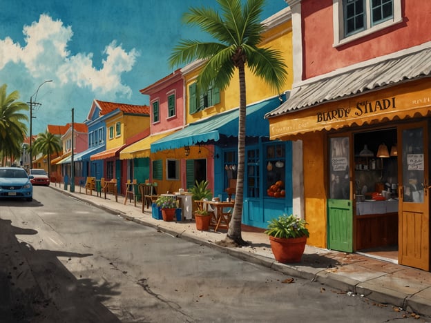 Auf dem Bild ist eine farbenfrohe Straße mit pastellfarbenen Häusern zu sehen, die typisch für Willemstad, Curacao, sind. Diese bunten Fassaden spiegeln die lebendige Kultur der Stadt wider. 

In Willemstad gibt es viele kulinarische Erlebnisse zu entdecken. Zum Beispiel die Möglichkeit, lokale Gerichte wie "Keshi Yena" zu probieren, ein gefüllter Käse, der oft mit Hühnchen oder Fisch serviert wird. Auch frische Meeresfrüchte sind hier sehr beliebt, insbesondere in den vielen Cafés und Restaurants entlang der Straßen. Die Atmosphäre beider, die kulinarischen Erlebnisse und die malerischen Ausblicke, machen Willemstad zu einem einzigartigen Ort für Feinschmecker.