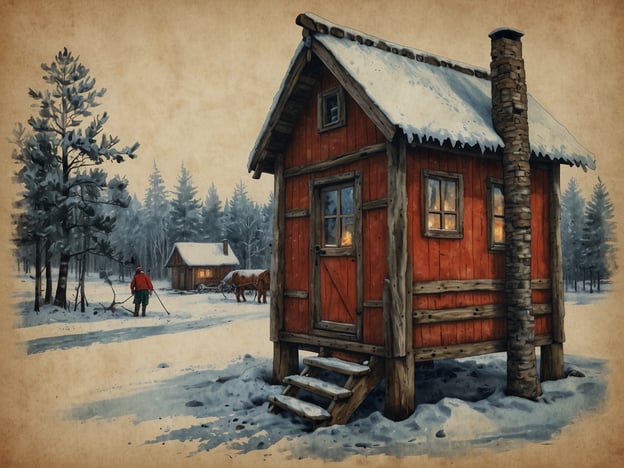 Auf dem Bild ist eine rot gestrichene, winterliche Hütte in einer verschneiten Landschaft zu sehen, umgeben von Tannenbäumen. Im Hintergrund gibt es eine weitere Hütte und einen Mann, der mit Skiern unterwegs ist.

In Schwedisch-Lappland sind Weihnachtstraditionen eng mit der Natur und der Kultur der Sami verbunden. Zu den typischen Bräuchen gehört unter anderem das Feiern von Jul, wobei das traditionelle Julbord (Weihnachtsbuffet) mit verschiedenen regionalen Spezialitäten wie Fisch, Rentier und Knäckebröd aufgetischt wird. Auch das Entzünden von Kerzen, das Dekorieren mit Weihnachtsalpen und das Besuchen von Weihnachtsmärkten sind beliebte Aktivitäten. In vielen Haushalten wird die „Julgranen“ (Weihnachtsbaum) festlich geschmückt, und die Kinder warten gespannt auf das Kommen von Jultomten, dem schwedischen Weihnachtsmann.