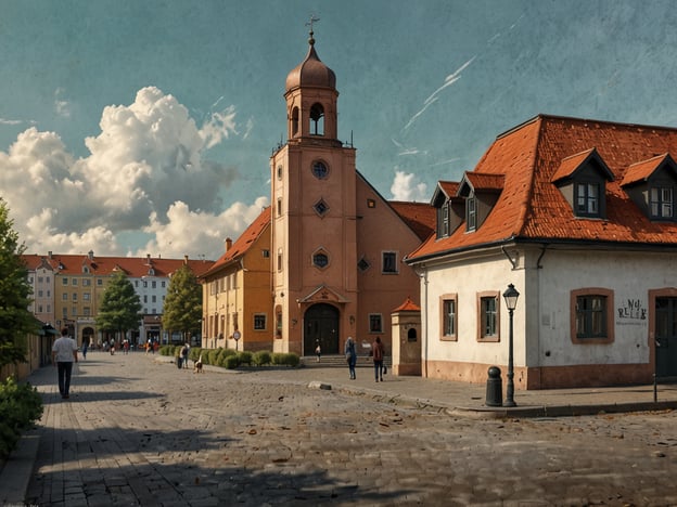 Auf dem Bild ist eine malerische Straßenszene zu sehen, die von schönen, historischen Gebäuden umgeben ist. Die Architektur zeigt ein charmantes, traditionelles Design mit roten Dächern und einem Kirchturm. Es gibt einige Menschen auf der Straße, die spazieren gehen, und Bäume sorgen für eine grüne Atmosphäre. 

Im Kontext von „Wienachtsdorf am Sechseläutenplatz: Vielfalt entdecken“ könnte man sich vorstellen, dass solch eine Szene die festliche Stimmung und die Vielfalt an Aktivitäten und Attraktionen widerspiegelt, die in einem solchen Weihnachtsdorf zu finden sind. Die Kombination aus Kultur, Architektur und Menschlichkeit schafft eine einladende und lebendige Umgebung, in der verschiedene Traditionen und Gemeinschaften zusammenkommen.