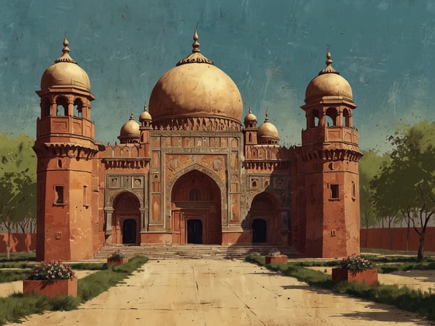 Auf dem Bild ist ein historisches Gebäude mit einer beeindruckenden Kuppel und mehreren Türmen zu sehen. Die Architektur erinnert stark an kunstvolle Mughal-Styles, die in Indien verbreitet sind. 

Ein kulturelles Highlight in Indien, das ähnlich aussieht, ist das berühmte Taj Mahal in Agra. Es zieht viele Touristen an und ist für seine atemberaubende Schönheit und architektonische Raffinesse bekannt. Sehenswürdigkeiten wie das Rote Fort in Delhi bieten ebenfalls Einblicke in die reichhaltige Geschichte und Kultur der Region.

Die meisten dieser Sehenswürdigkeiten sind für Besucher geöffnet und bieten geführte Touren an, die die Geschichte und die Bedeutung der jeweiligen Architektur erklären.