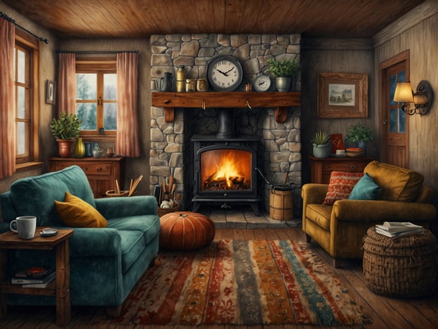 Auf dem Bild ist ein gemütliches Wohnzimmer zu sehen, das mit einem Kamin, bequemen Sofas und einer warmen, einladenden Atmosphäre ausgestattet ist. Die Einrichtung vermittelt ein Gefühl von Hygge, insbesondere in der Weihnachtszeit. Hygge steht für Gemütlichkeit und die Kunst, die kleinen Dinge des Lebens zu genießen. 

In dieser Zeit wird oft Wert auf Licht, Wärme und das Zusammensein mit geliebten Menschen gelegt. Der Kamin strahlt Wärme aus und die kuscheligen Sofas laden dazu ein, sich zurückzulehnen, eine Tasse Tee zu genießen und vielleicht ein gutes Buch zu lesen. Die Dekoration und die Farben schaffen eine harmonische Umgebung, die perfekt ist, um die Weihnachtszeit in vollen Zügen zu genießen.