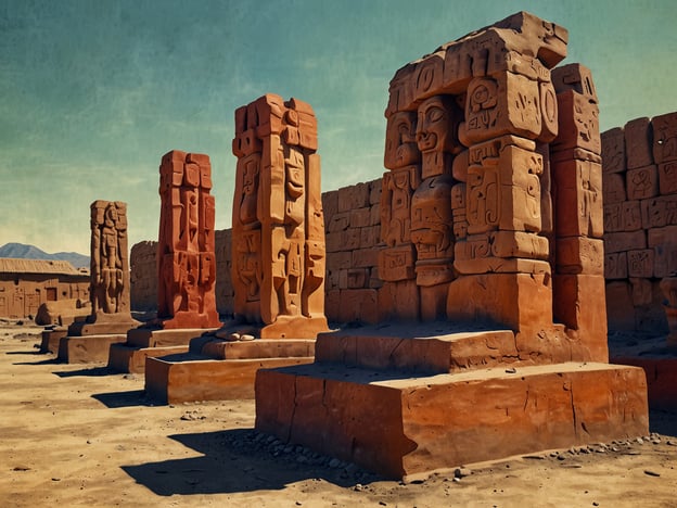 Auf dem Bild sind monumentale Steinskulpturen zu sehen, die typische Merkmale der San Agustín-Kultur aufweisen. Diese Kultur blühte in der Region der Anden in Südamerika und ist bekannt für ihre beeindruckenden Steinskulpturen und architektonischen Stätten. Die Statuen, die teils anthropomorphe Formen aufweisen, sind oft reich verziert und spiegeln die religiösen oder sozialen Aspekte dieser alten Zivilisation wider. Der Standort hat einen archäologischen Wert und bietet Einblicke in die kulturellen Praktiken und das Leben der Menschen, die in dieser Region lebten. Die Anordnung der Statuen deutet auf einen rituellen oder zeremoniellen Zweck hin, der für die San Agustín-Kultur charakteristisch war.