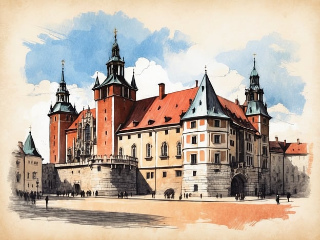 Auf dem Bild ist wahrscheinlich das Wawel-Schloss zu sehen, eine der wichtigsten Sehenswürdigkeiten in Krakau. Das Schloss liegt auf dem Wawel-Hügel und ist ein bedeutendes kulturelles und historisches Zentrum, bekannt für seine Architektur und die Rolle in der polnischen Geschichte. Es beherbergt die Wawel-Kathedrale, die Krönungskirche der polnischen Könige, und bietet einen beeindruckenden Ausblick auf die Stadt und die Weichsel.