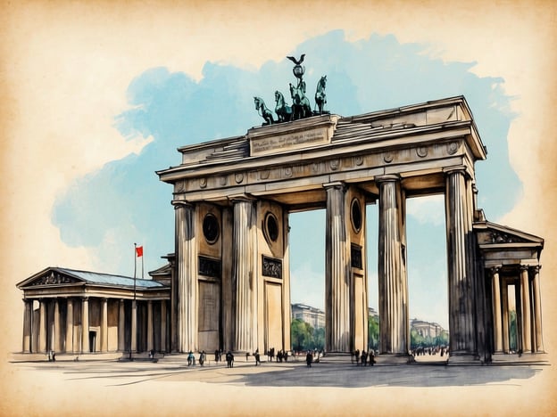 Auf dem Bild ist das Brandenburger Tor zu sehen, eines der bekanntesten Wahrzeichen Berlins. Es symbolisiert die Teilung und Einheit der Stadt und ist ein beliebter Treffpunkt für Touristen und Einheimische. Im Hintergrund könnte die Straße Unter den Linden zu erkennen sein, die vom Tor zur Museumsinsel führt, wo sich viele weitere Sehenswürdigkeiten befinden.