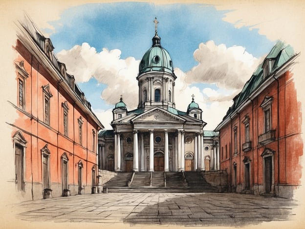 Auf dem Bild ist wahrscheinlich die "Helsinki-Kathedrale" zu sehen, die ein ikonisches Wahrzeichen der Stadt ist. Die majestätischen Stufen und die markante grüne Kuppel sind charakteristisch für dieses beeindruckende Gebäude. Die umgebenden Gebäude könnten Teil des Senatsplatzes sein, der bekannt für seine neoklassizistische Architektur ist.