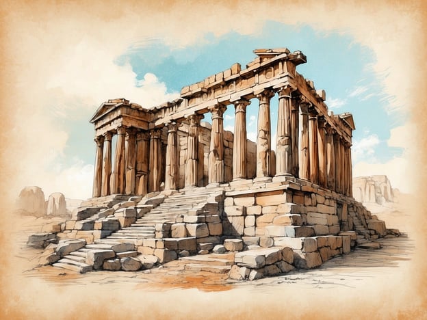 Auf dem Bild ist ein antiker Tempel zu sehen, der an die klassischen Bauwerke der griechischen Architektur erinnert, wie den Parthenon in Athen. Dies symbolisiert die kulturelle und historische Relevanz der Antike.

In der Geschichte von Kiew spielt die antike Architektur ebenfalls eine wichtige Rolle. Kiew, eine der ältesten Städte Europas, hat eine reiche Geschichte, die bis ins 5. Jahrhundert zurückreicht. Die Stadt war ein Zentrum des Kiever Rus und zeigte einen vielfältigen Einfluss der byzantinischen Architektur, insbesondere bei der Errichtung von Kirchen und Kathedralen.

Die beeindruckenden Gebäude Kiews, wie die Sophienkathedrale, sind Beispiele für diese Verschmelzung von östlicher und westlicher Kultur, ähnlich wie die antiken Tempel der griechischen und römischen Welt.