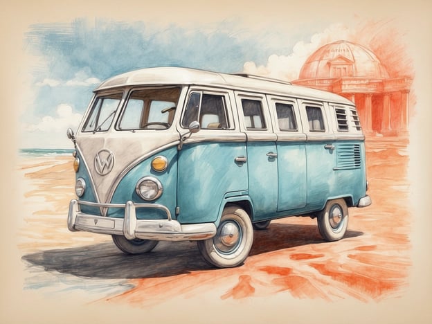 Auf dem Bild ist ein Volkswagen-Bus zu sehen, der am Strand steht. Diese Art von Fahrzeug ist ideal für verschiedene Aktivitäten und Freizeitmöglichkeiten, wie zum Beispiel:

1. **Roadtrip** – Mit Freunden oder der Familie zu spannenden Zielen fahren und Abenteuer erleben.
2. **Camping** – Im Bus übernachten und die Natur genießen, vielleicht am Strand oder in den Bergen.
3. **Strandaktivitäten** – Am Strand entspannen, schwimmen oder Beachvolleyball spielen.
4. **Picknick** – Mit einem Picknickkorb Ausflüge zum Strand machen und mit leckerem Essen die Zeit genießen.

Der Bus lädt dazu ein, die Freiheit und das Außenleben zu genießen!